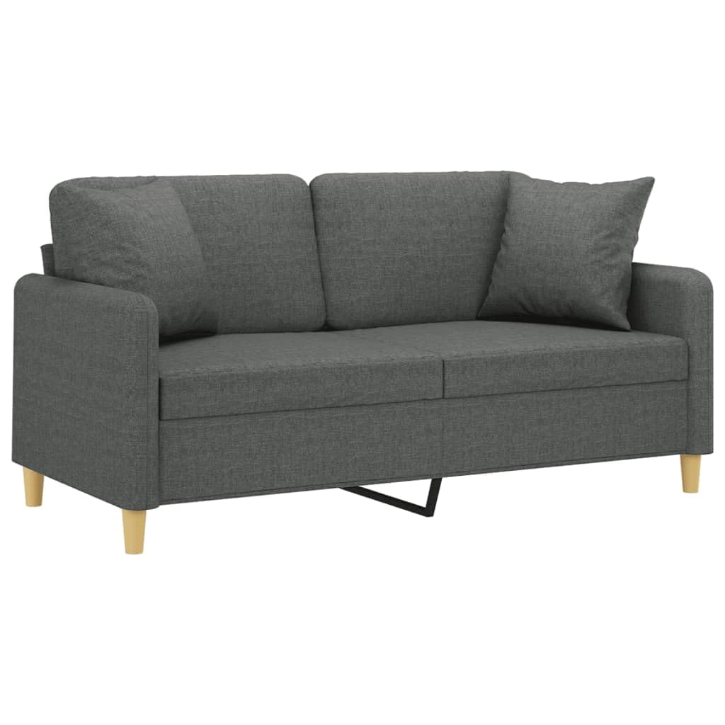 vidaXL Sofá de 2 plazas con Cojines Tela Gris Oscuro 140 cm