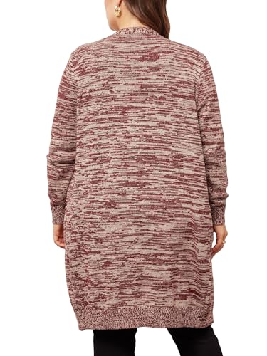 Image of Agnes Orinda Plus Size Sweater Cardigan for Women Contrast Color Open Front Long Sleeve with Pockets Cardigans Sweater Coat