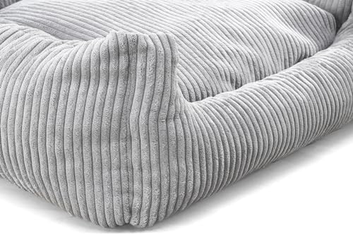 Gutekissen Hundebett aus weichem Material, gefüllt mit Polyurethanschaumstoff, Geripptes Material, schmutzabweisend, Farb- und Größenwahl, inklusive kleines Kissen. (XS - 55x45, Beige)