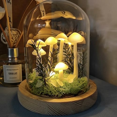 Kit DIY Lampada Fungo - Lampada Tavolo Creativa, Luci Notturne, Decor Scrivania - Giardino Funghi Magici Luminosi - Fai da Te Idea Regalo per Donne e Bambini - Kit di Creazione con Cupola in Vetro