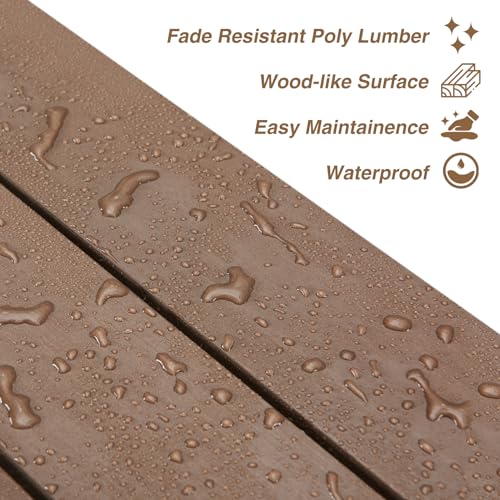 Image of Psilvam 2-Person Poly Lumber Outdoor Garden Bench 700 Lbs Capacity, Brown