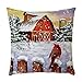 Produktbild Goosuny Merry Christmas Kissenbezug Schnee Szene Dekokissen Sofa Kissenhüllen Couchkissen Weihnachts Kissenbezüge Zierkissenbezüge Für Sofa Deko 18X18 Inch / 45X45 cm