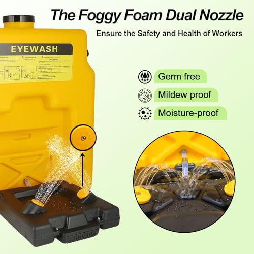 Image of Portable Eyewash Station - Eye Wash Station with Ansi Certified OSHA-Approved, Wall Mount Eye Washing Station with Dual Spray (14gallon)