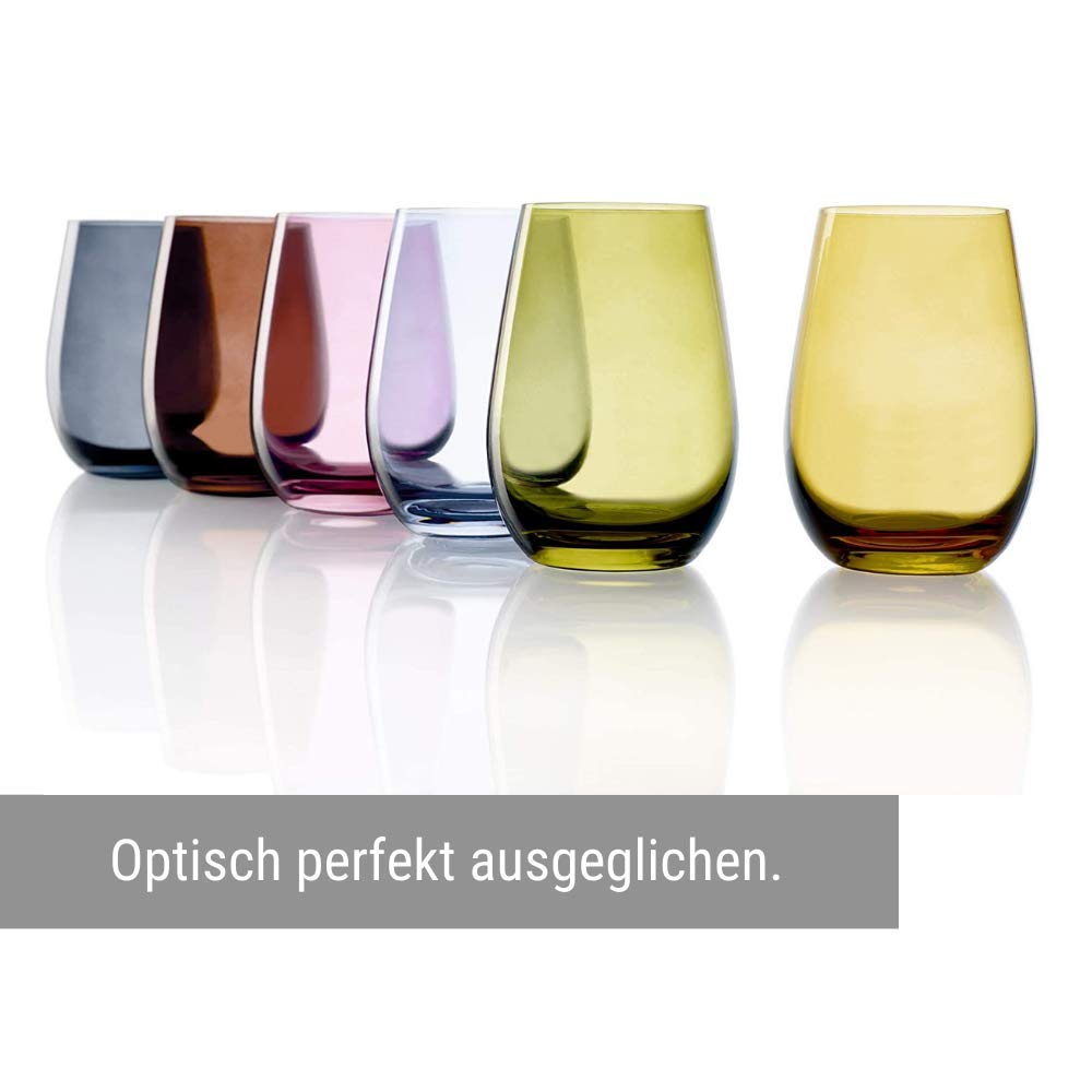 Stölzle Lausitz Wassergläser Elements Mediterraner Mix 6er-Set 465ml – Allroundgläser auch für Saft & Cocktails – Hochwertige Trinkgläser aus bleifreiem Kristallglas – Spülmaschinengeeignet & stoßfest