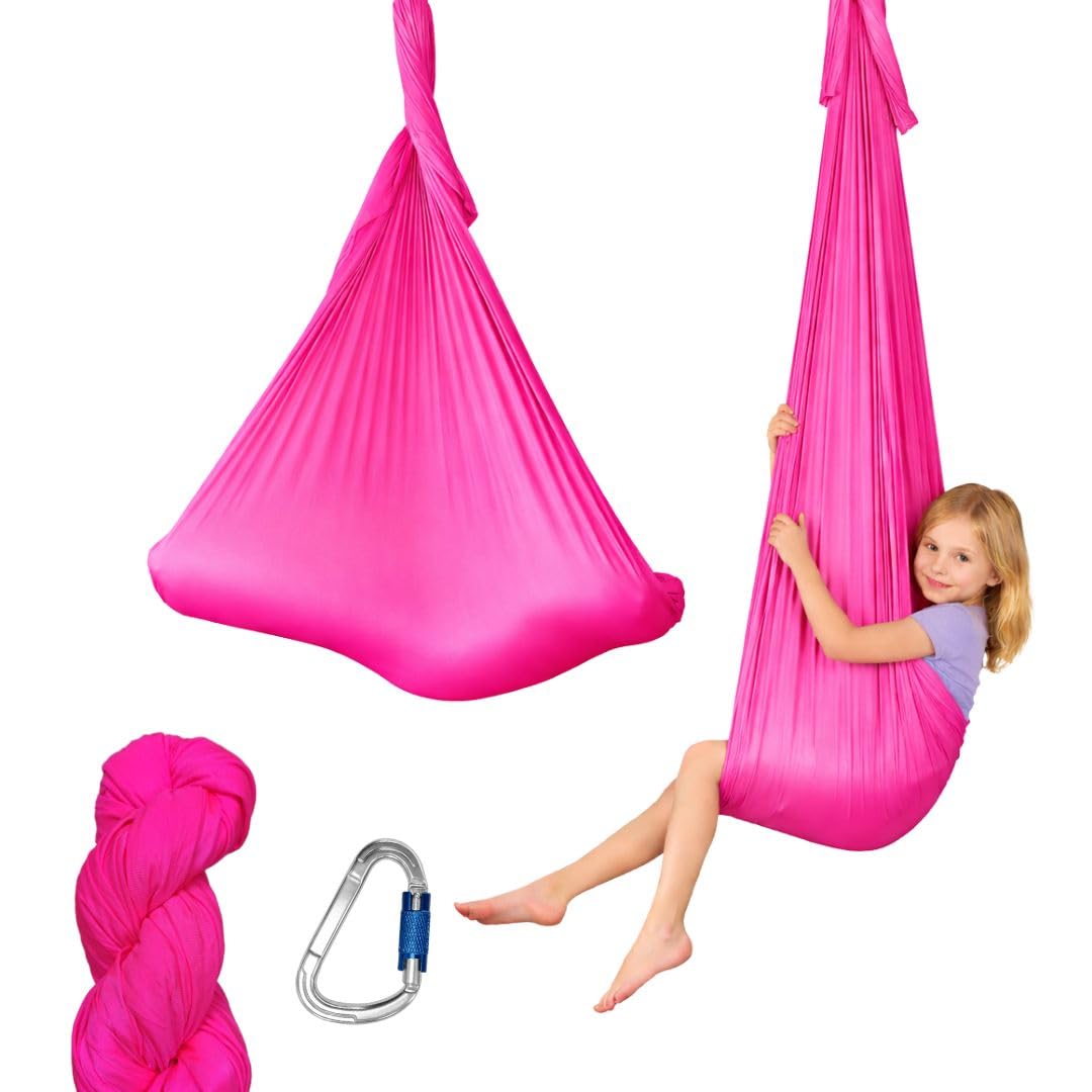 M-POLE Aerial Yoga Hamak Huśtawka zestaw – 5 m/6 m długości z karabińczykiem – ręcznik do jogi Hamak do jogi – miękki nylon – akcesoria gimnastyczne