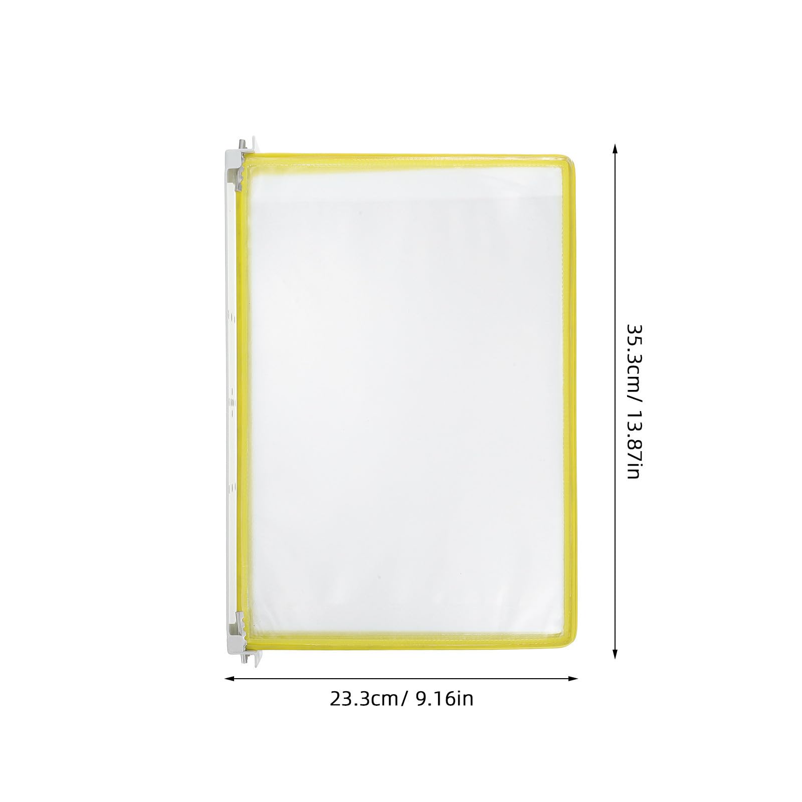 STOBAZA Portafolletos Colgante de Pared, Porta Documentos de Pared A4 de 5 Páginas, Hierro y Pvc, Amarillo, Diseño de Volteo Rápido, Fácil Instalación, para Reuniones y Sesiones
