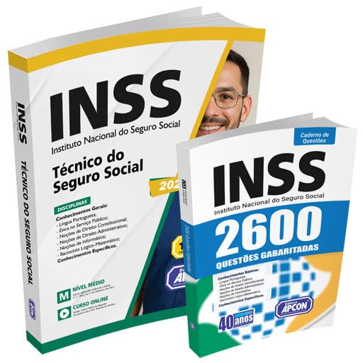 Combo Apostila INSS 2026 - Técnico do Seguro Social com Caderno d...