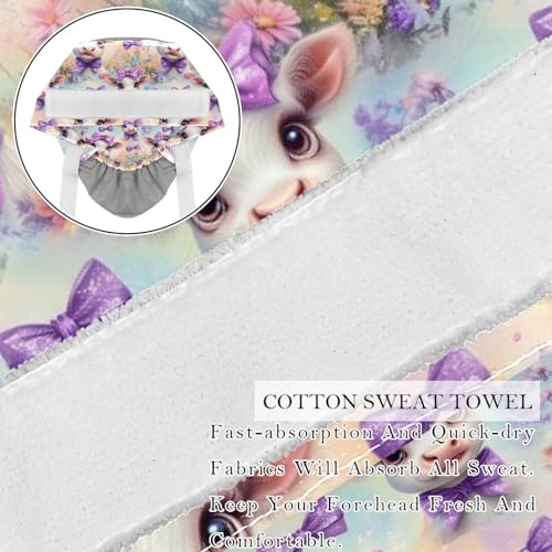 Image of 2 PCS Bouffant Cap with Button Ponytail Pouch Working Cap Sweatband Adjustable Surgical Cap Black and White Cow