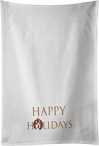Miniatura 4 de Caroline's Treasures CK9256WTKT - Juego de 2 toallas de cocina blancas para cachorros husky siberianos Happy Holidays, 19 x 25 pulgadas, multicolor