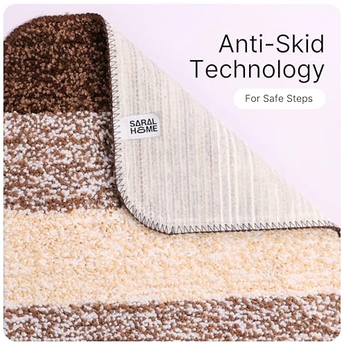 Image of SARAL HOME EASY LIVING Microfiber Striped Anti-Skid Bath Rectangular Mats,35x50cm Pack of 2(Mixed), Multicolour