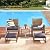 Romayard 5 PCS Patio Chair with Ottoman Wicker Furniture Set Conversation Sets PE Rattan Porch Chair Glass Top Coffee Table Outdoor Garden Bistro Set Sofa Sets