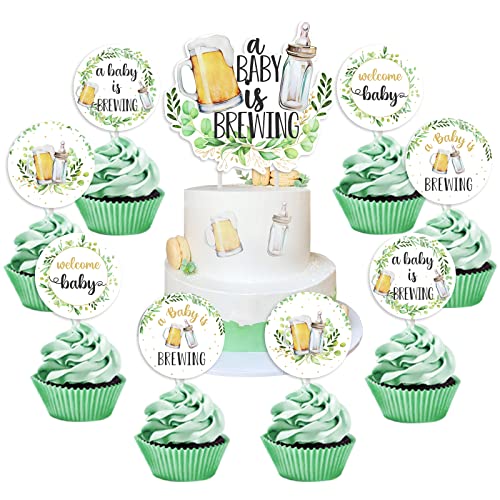 Gâteau décor vert pour fête de baby shower et anniversaire de bébé
