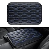 Amiss Auto Center Console Pad, Universal Waterproof Armrest Seat Box Cover, Car Interior Accessories, Leather Auto Armrest Cover Protector for Most Vehicle, SUV, Truck (Blue-Line)