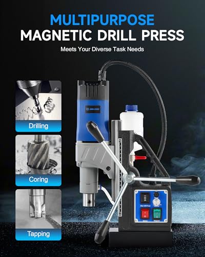 Image of ZELCAN Mag Drill Press, 1550W Portable Magnetic Drill Press with 2 inch Boring Diameter, 0-580 rpm Stepless Speed & Reversible Direction, 2922 lbf Mag Force Electric Drilling Machine for Metal Surface