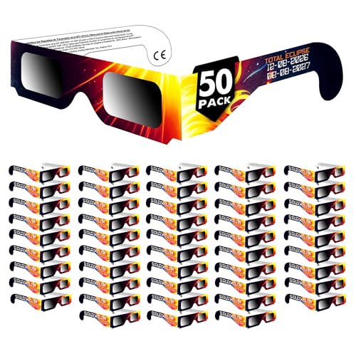 Galaxium Solar Eclipse Glasses AAS Approved 2026 - [50 Pack] Trusted for Direct Solar Eclipse Viewing - ISO 12312-2 & CE Certified