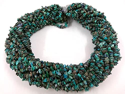 Perles de chrysocolle naturelle en vrac pour création bijoux fil gemmes 86cm LKBEADS