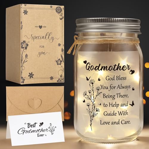 Image of Godmother Proposal Gift-Gifts for Godmother Mason Jar Night Light, Will You Be My Godmother Proposal,Godmother Birthday Gifts
