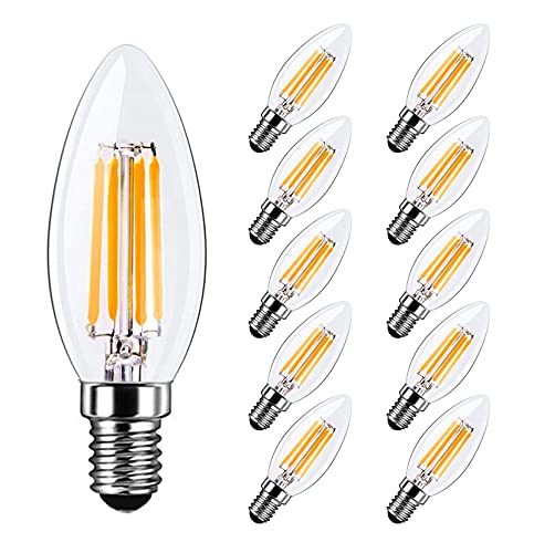 MAYCOLOR E14 Small Edison Screw Candle Bulb 4W Equivalent to 40W, Warm White 2700K, 400Lumen, Chandelier Light Bulbs