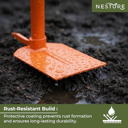 Image of Prong Hoe for Gardening | Heavy Duty Garden Hoe with Prong for Soil Loosening, Digging, Leveling & Garden Maintenance (Orange)