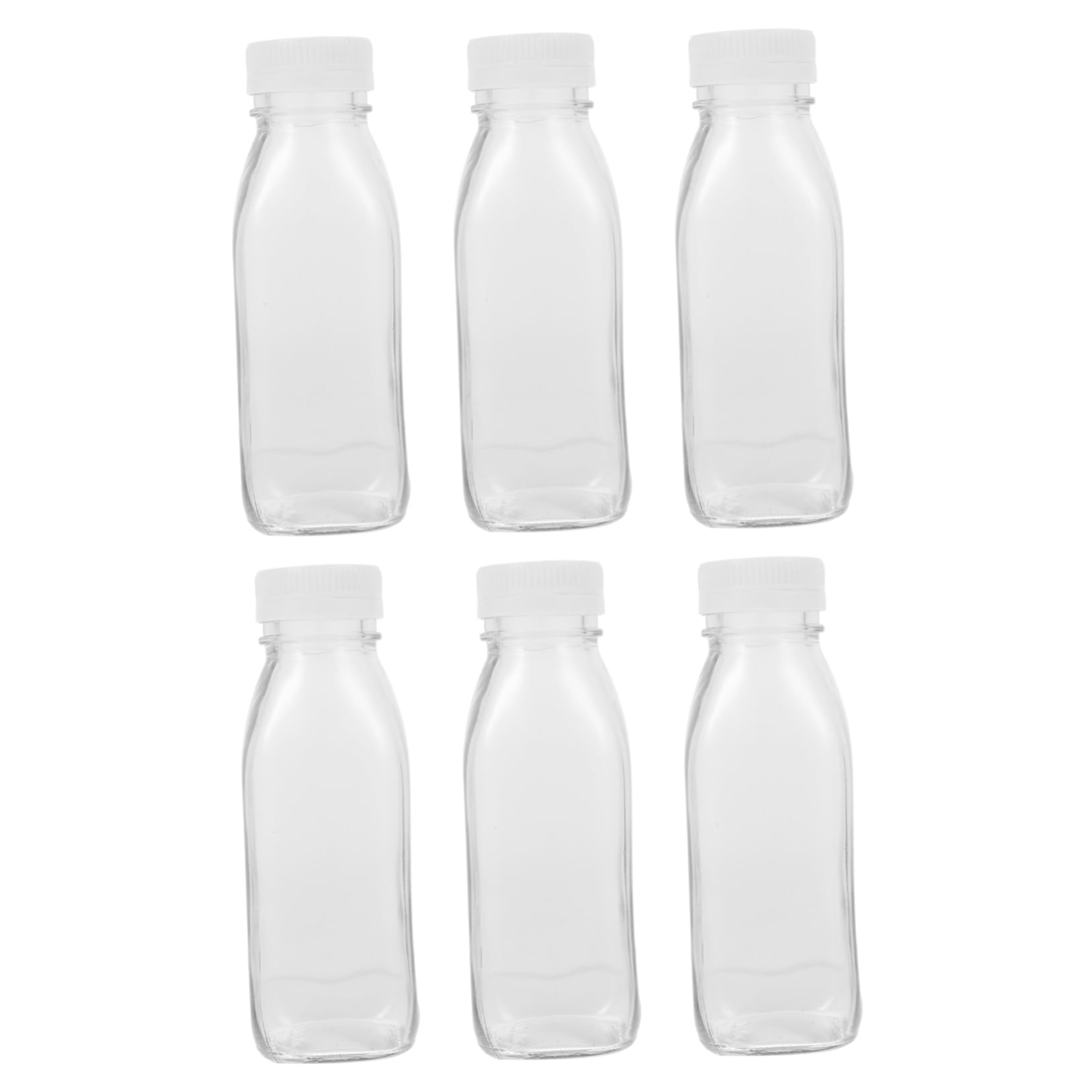 BESTonZON 6 Botellas De Jugo De Vidrio Transparente con Tapa Botellas Redondas De Muestra Cartón De Leche Botellas De Agua Transparentes Tarro De Jugo Vasos Transparentes Botellas De