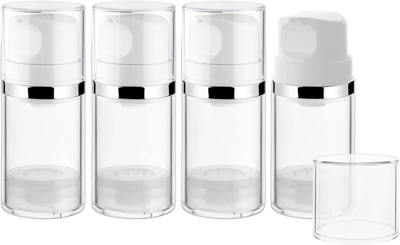 Mirrline Frascos Recarregáveis Airless com Bomba a Vácuo, 50 mL, Pacote com 4