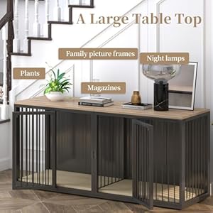 Large Dog Crate Furniture for 2 Dogs, 71.6'' Steel Frame Dog Crate with Double Doors, Heavy Sturdy Dog Kennel for Small Medium Large Dog, Indoor Double Dog Cage (Black) Large Dog Crate Furniture for 2 Dogs 716 Steel Frame Dog Crate with Double Doors Heavy Sturdy Dog Kennel for Small Medium Large Dog Indoor Double Dog Cage Black