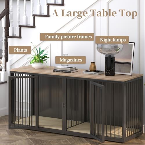 Large-Dog-Crate-Furniture-for-2-Dogs-716-Steel-Frame-Dog-Crate-with-Double-Doors-Heavy-Sturdy-Dog-Kennel-for-Small-Medium-Large-Dog-Indoor-Double-Dog-Cage-Black Large Dog Crate Furniture for 2 Dogs 716 Steel Frame Dog Crate with Double Doors Heavy Sturdy Dog Kennel for Small Medium Large Dog Indoor Double Dog Cage Black