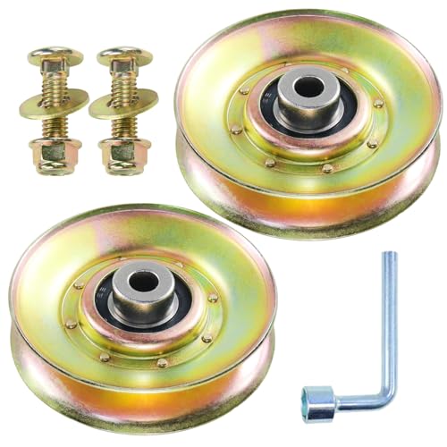 NIDAIFEI 2 Pack 532139245 Idler Pulley with Assembly Tool Kit Replaces Craftsman 139245 139145 127783 532106298 532127783 Pulley Idler Craftsman for Husqvarna LT120 LT131 GT200 YTH150 YTH1842 Mowers