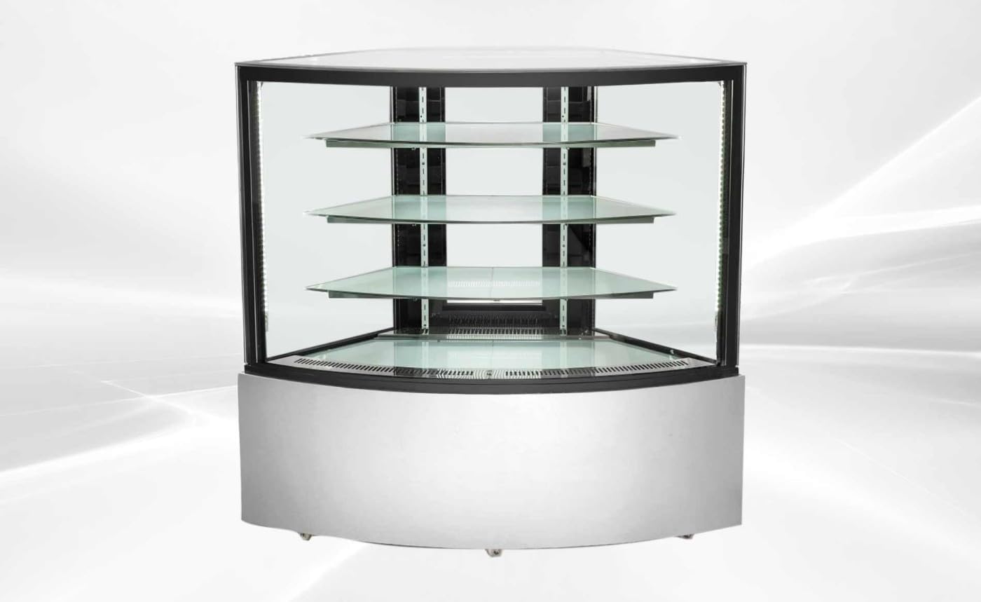 Refrigerated Bakery Display Cooler Case for Pastry Deli Curved 58" Wide Cooler Glass Display Curve Case Refrigerator - Commercial NSF UL ETL CW-351C