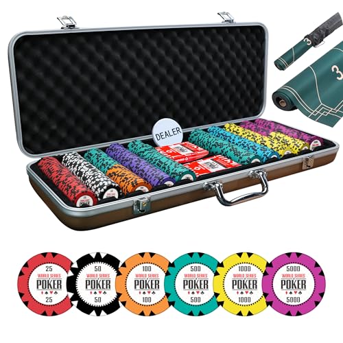 Image of CASINO KART Casinokart WSOP GR Casino Poker Chip Set - 300 Chips with 2 Decks of Playing Cards & Dealer Button | Professional Poker Chipset