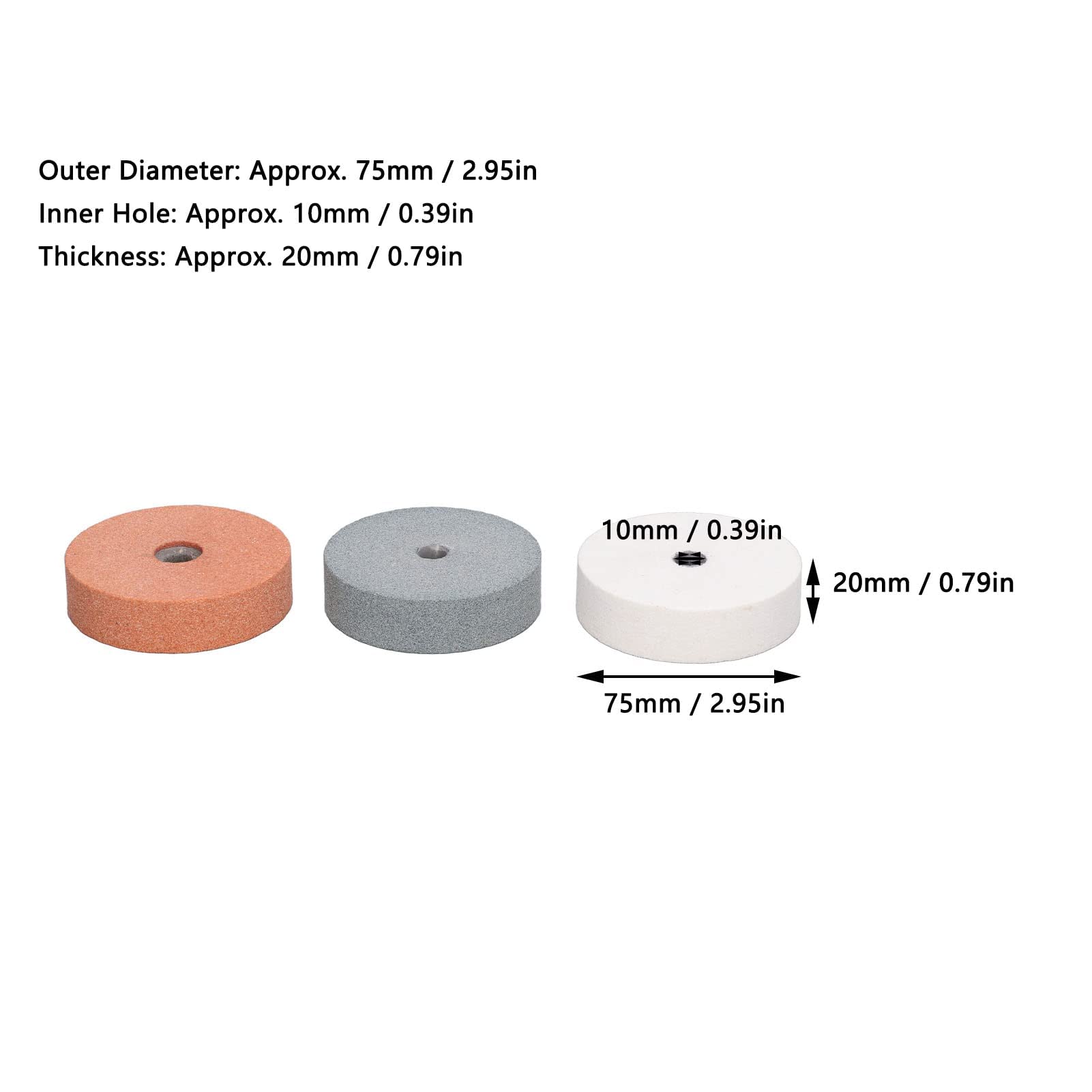 3PCS Mola in Carburo di Silicio Smerigliatrice Lucidatrice Ruota di Ricambio Affilatura Lucidatura Tool Set Kit 75 * 10 * 20mm per la Lucidatura di Metallo Ceramica Marmo Lavorazione Del Legno