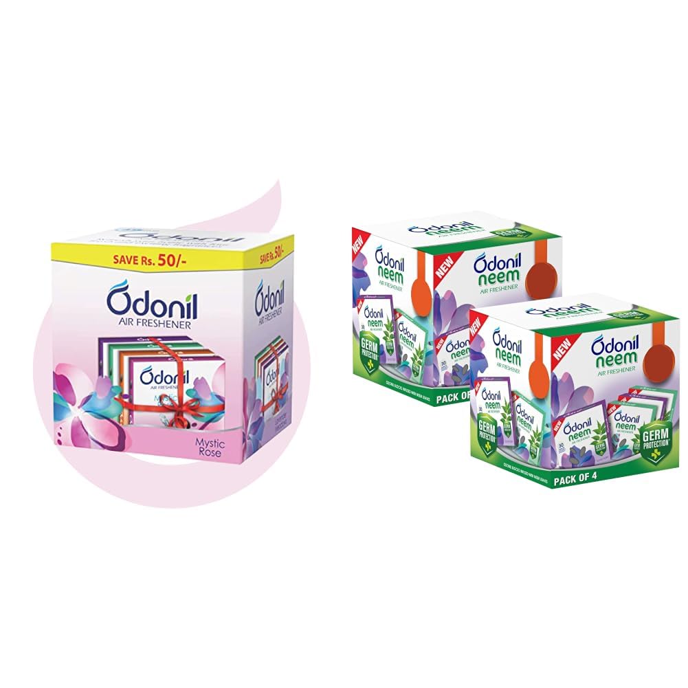 Odonil Bathroom & Toilet Air Freshener Blocks 288g (Pack of 4 x 72g) | Germ Protection | Lasts Up to 45 Days Freshness | 4 Fragrances in One Pack | Lavender, Orchid, Jasmine & Rose | For Home-picture-30