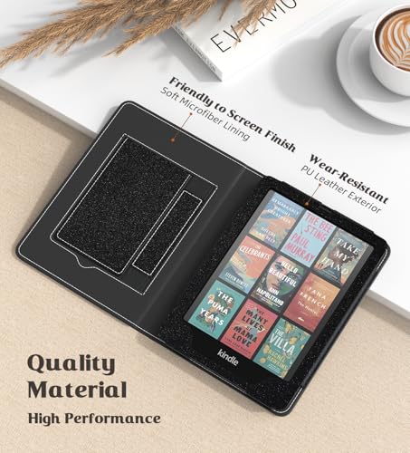 Image of MoKo Case for 7 inch /6.8 inch Kindle Paperwhite(12th /11th Gen-2024 /2021) and Kindle Colorsoft Signature Edition, Slim PU Shell Cover Case with Auto-Wake /Sleep for Kindle Paperwhite 2024, Mottled Black
