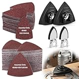 Towbluii Multitool Sanding Pads for Detail Wood Finishing, Multi-Grit Assorted Sandpaper with Triangle & Finger Attachments, Durable Hook and Loop Sanding Sheets for Furniture & Edge Work(105pack)