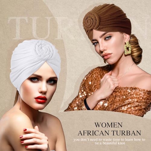 Image of SATINIOR 6 Pcs Turbans for Women | Pre Tied Head Wraps for Women Chemo, Soft Stretch African Turban, Cancer Hair Loss Coverage, Fashion Headwear