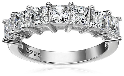 Amazon Collection Platinum-Plated Sterling Silver Swarovski Zirconia Princess-Cut Ring (2 cttw), Size 6