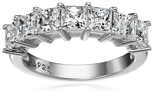 Platinum-Plated Sterling Silver Swarovski Zirconia Princess-Cut Ring (2 cttw), Size 9