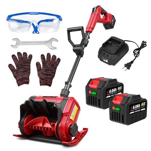 ONEVAN Akku Schneefräse 30 cm, 2X 6.0Ah Akkus und Bürstenlosem Motor, 6 m Schleuderweite, Schneeräumfläche bis 100 m² und Schnee bis 17cm, Zerlegbar 3-teilig, Für Einfahrt, Gehweg und Terrasse