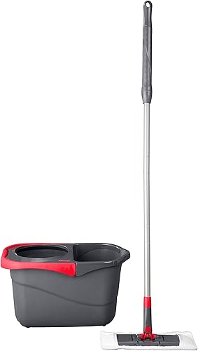 Miniatura 2 de Rubbermaid Sistema de cuidado de suelo de microfibra con cubo de escurridor giratorio plano 2104526 rojo