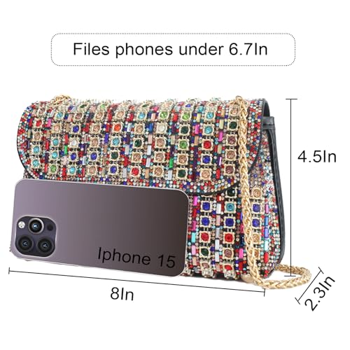 Image of Flower Rhinestone Crystal Clutch Purse Shoulder Bag Sparkling Evening Bag for Wedding Prom Party Bride Guest