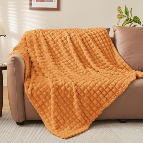 Image of BEDELITE Burnt Orange Twin Fall Blanket for Couch Dorm Fall Decor, 60 inchx80 inch