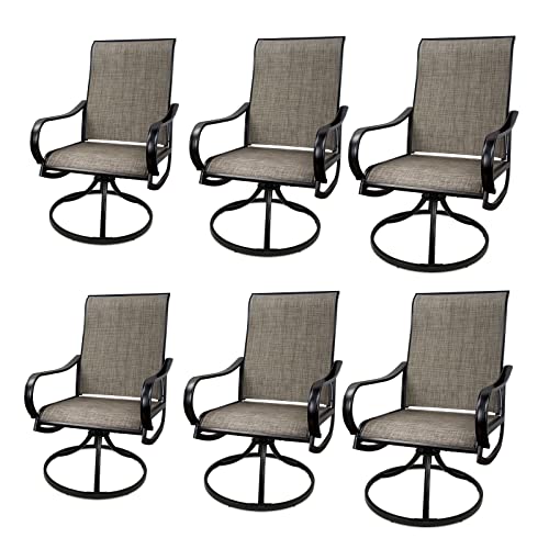 bigget Patio Swivel Dining Chairs Set of 6 Textilene Outdoor Dining