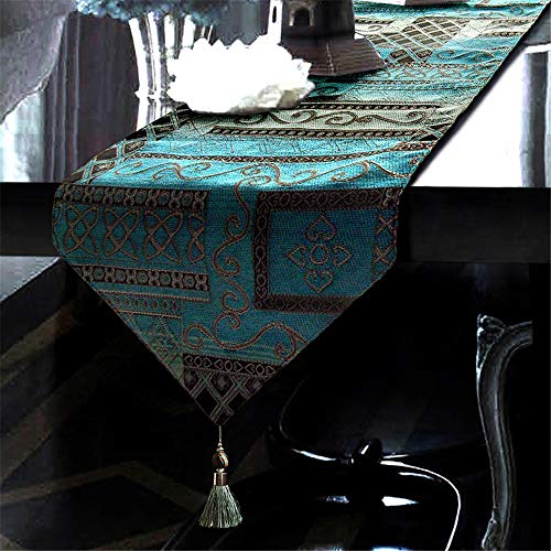 Chemin de table broderie romantique BaronHong bleu protège table chic