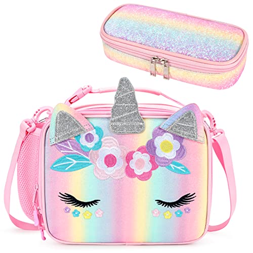 Mibasies Unicorn Lunch Box For Girls With Pencil Case cover