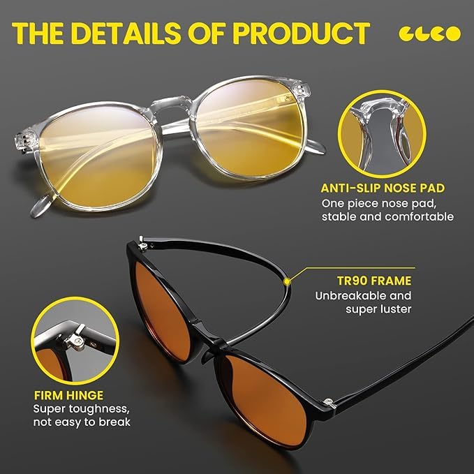 Image of IBOANN Chic & Comfy Blue Light Glasses for Women - 3-Pack Round Frames, Screen-Ready Style with UV Protection Coating