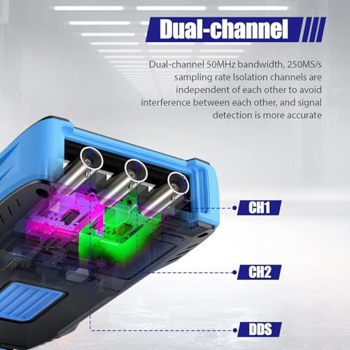 Oszilloskop Multimeter,3-In-1 Digital Oszilloskop Signal Generator, 2-kanal Zweikanal 50mhz Bandbreite, Multimeter Mit Oszilloskop Mit 250ms/S Abtastrate, 19999 ZäHlungen