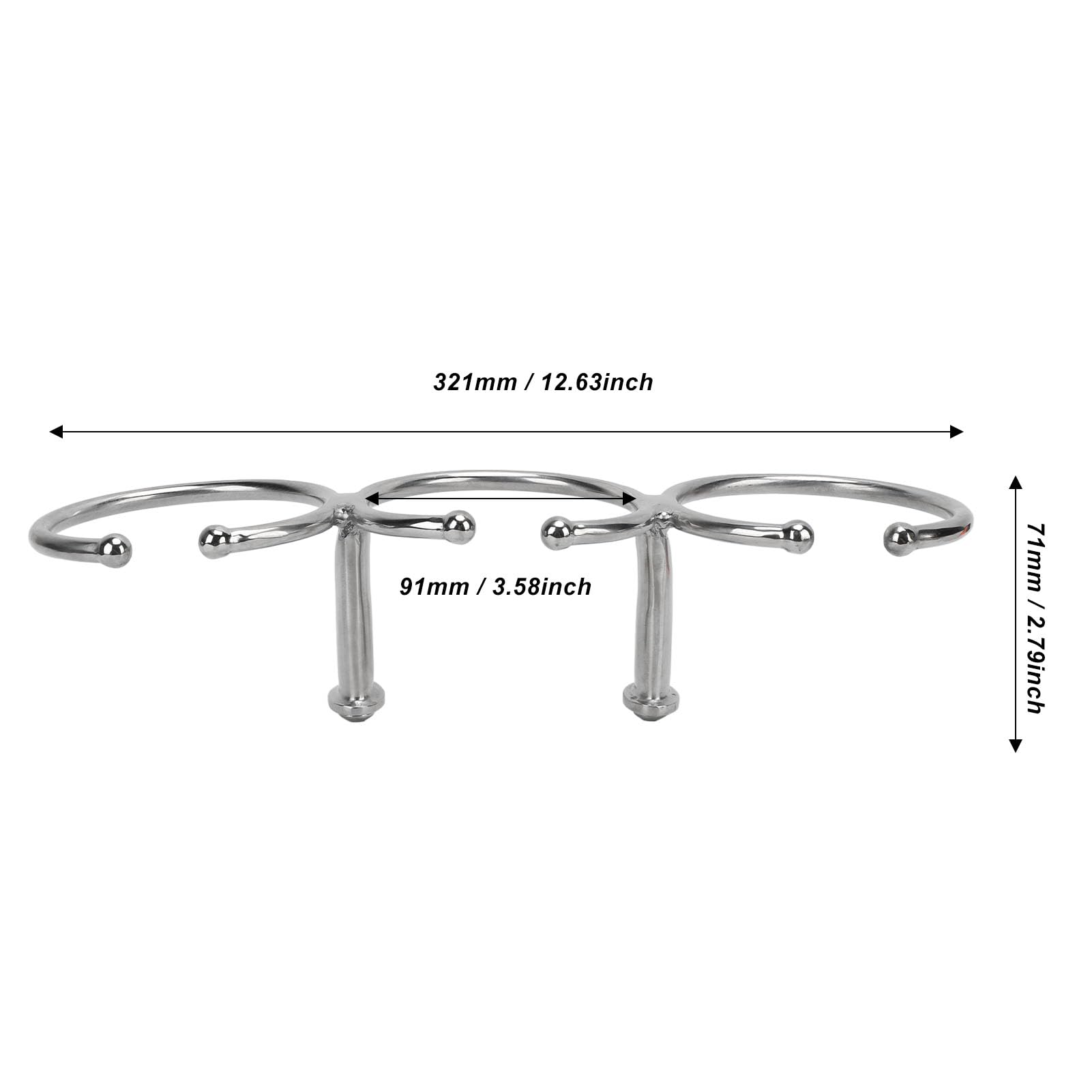 Yctze Portavasos con Triple Anillo para Barco, Acero Inoxidable 316, Acabado Pulido, Diseño Abierto, Portavasos Marino de Alta Estabilidad para Yate, Camión, Coche, Apartamento, RV