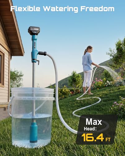 Image of SEESII Cordless Stick Water Pump, 2.2 inch Slim Head, Water & Diesel Transfer | 720GPH & 16FT Lift, 2x4.0Ah Lithium Batteries, 30-Min Runtime Per Battery, for Pool Garden Pond Boat Basement RV Rain Barrel