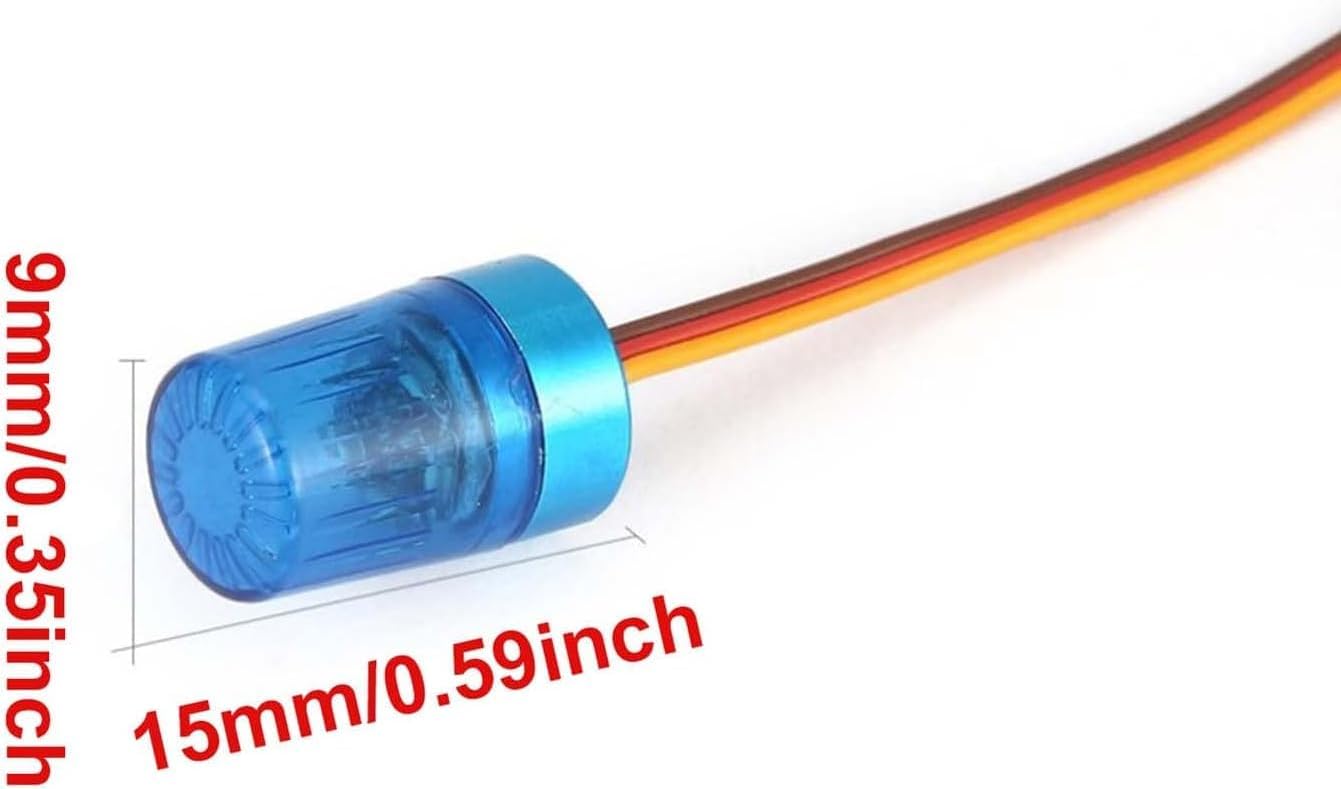 Ultra Bright LED Police Light Rotating Flash Alarming Strobe Lamp 5Modes for 1/8 1/10 1/14 RC Car Firefighting Ambulance Crawler Truck Lighting for CC01 D90 SCX10(9x15mm,Blue)