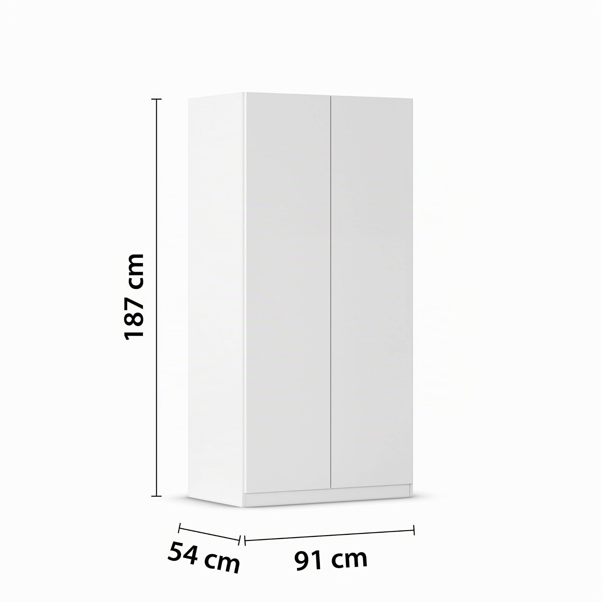 Rauch Möbel LUNIK, Kleiderschrank, Farbe Weiß, Breite 91 cm | Mehrzweckschrank mit patentiertem Schnellmontagesystem, 2-türig, Push-to-open-Funktion, für Kinderzimmer, Homeoffice, Flur